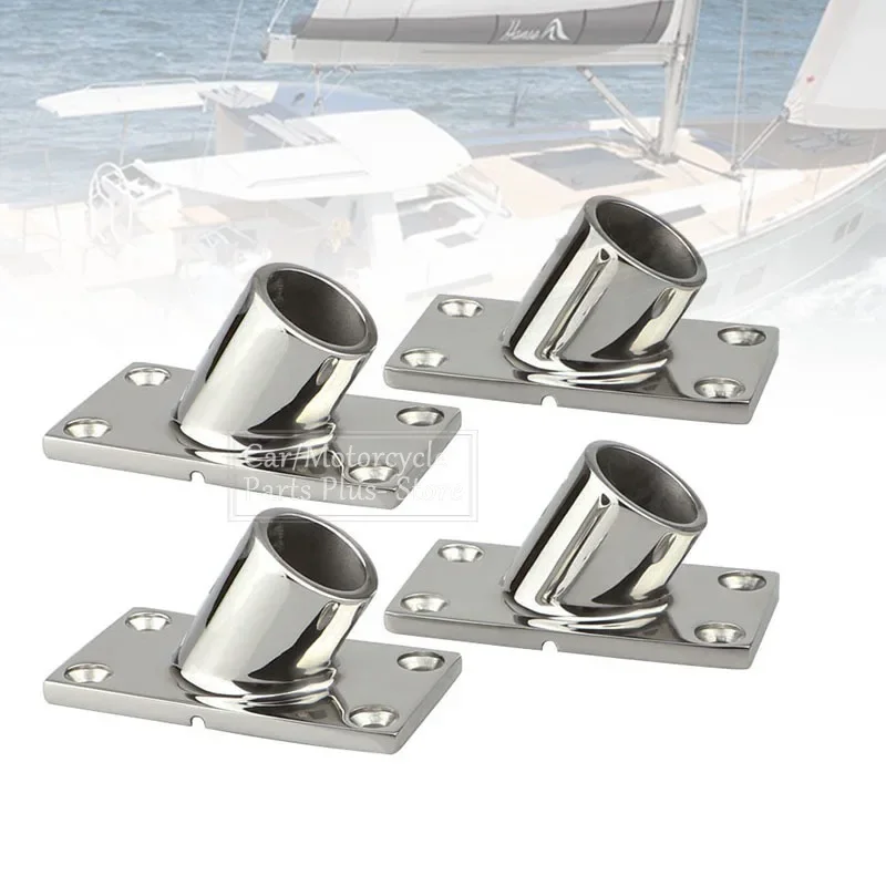 

For Boat Yacht Rail Tube 4pcs 22mm/25mm 316 Stainless Steel 60 Degree Boat Deck Handrail Rail Fitting Square Base Marine