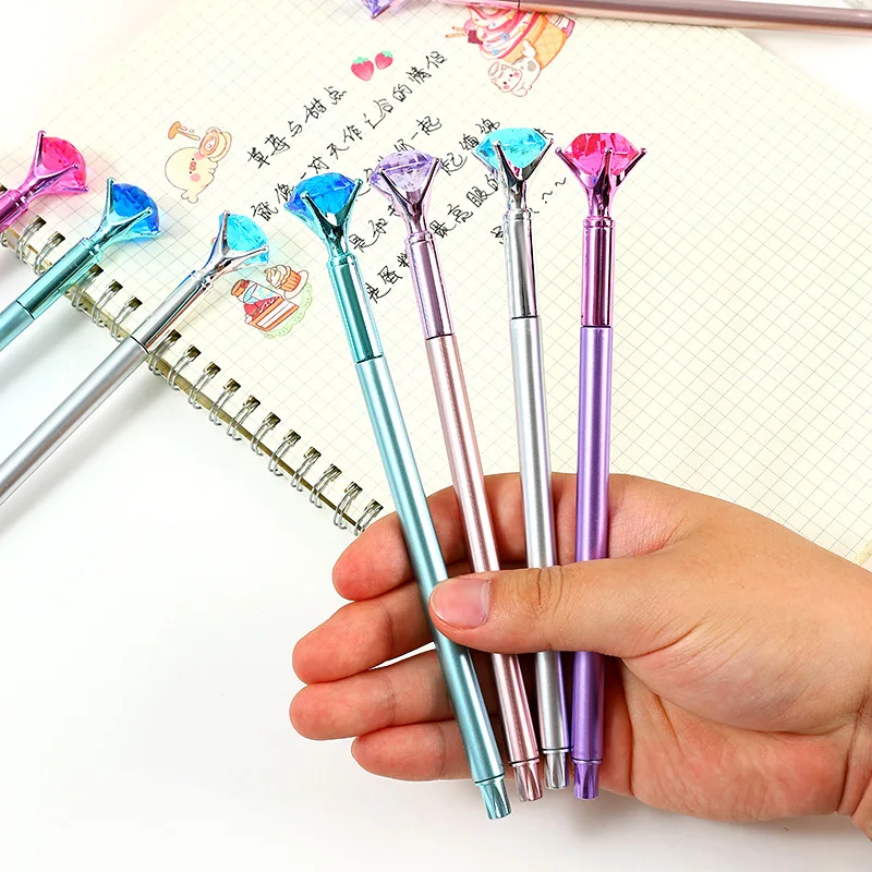 

4Pcs/Lot Creative Diamond Cap Gel Pen 0.5mm Black Ink Smooth Writing Pens Student School Office Stationery Cute Supplies Gift