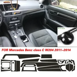 LHD For Mercedes For Benz Class C W204 5D Carbon Fiber Pattern Interior DIY Trim Decals Replacement Automobiles Parts