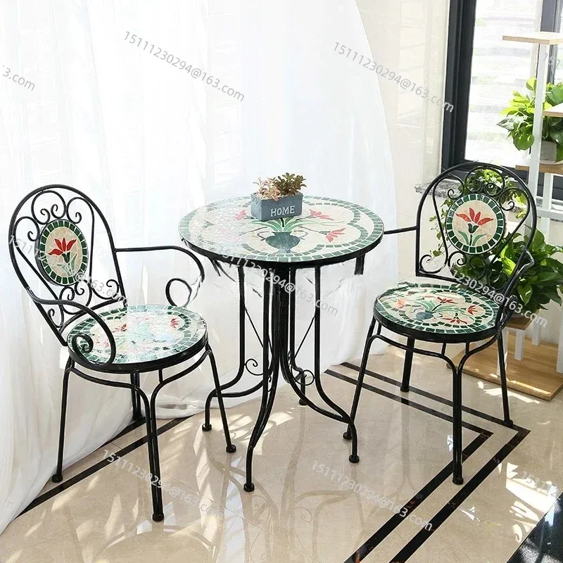 

Garden Furniture 60cm American Rural Iron Art Folding Retro and Terrace Courtyard Luxury Outdoor Garden Tables and Chairs