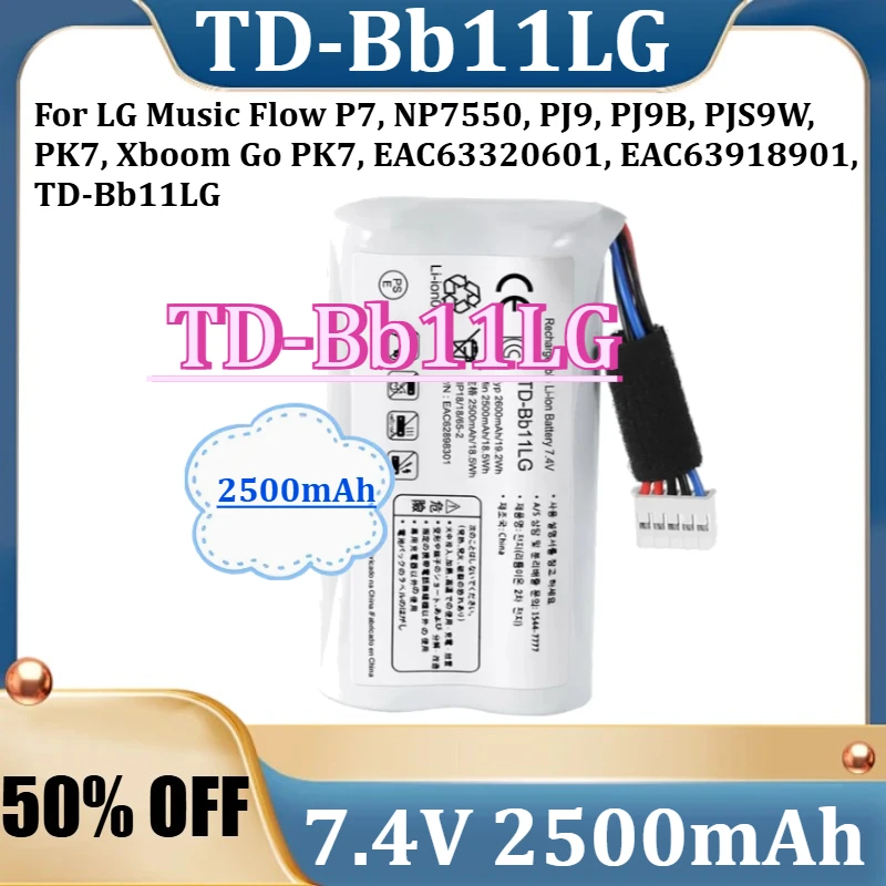 

For LG Music Flow P7, NP7550, PJ9, PJ9B, PJS9W, PK7, Xboom Go PK7, EAC63320601, EAC63918901, TD-Bb11LG 2500mAh Speaker Battery