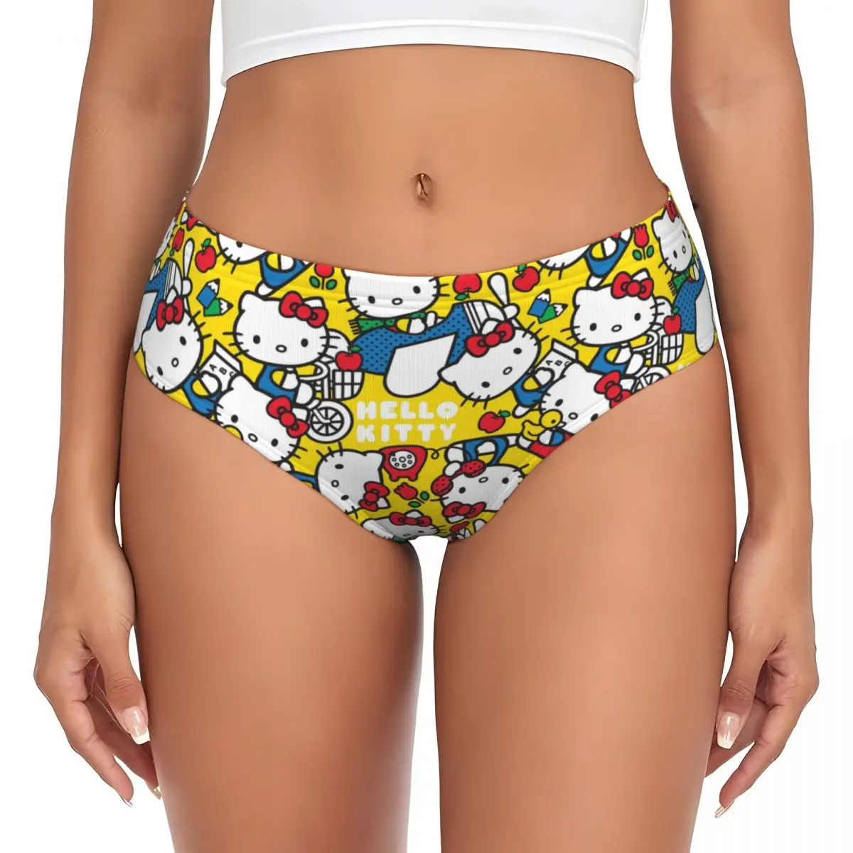 Kawaii Hello Kitty Cartoon Women's Underwear Brief Soft Ladies Panties Briefs