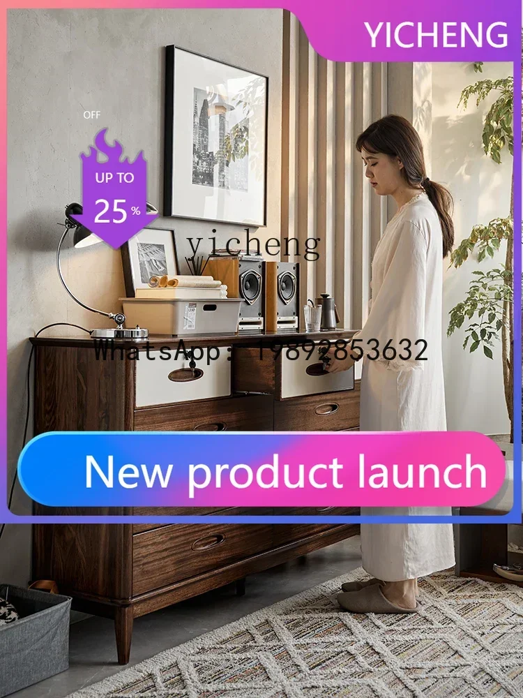 

6 Solid Wood Chest of Drawers Ugyen Wood Five Six Nine Bucket Cabinet Bedroom Storage Home High TV Cabinet