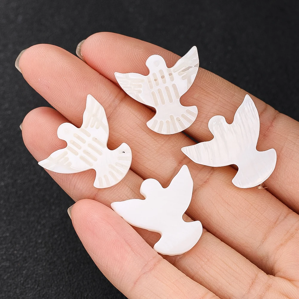 2x White Seashell Dove Shell Peace Love Bird Pendant Wing Hole Craft Carve DIY Jewelry Earrings Accessories CHARM Spacer Beads