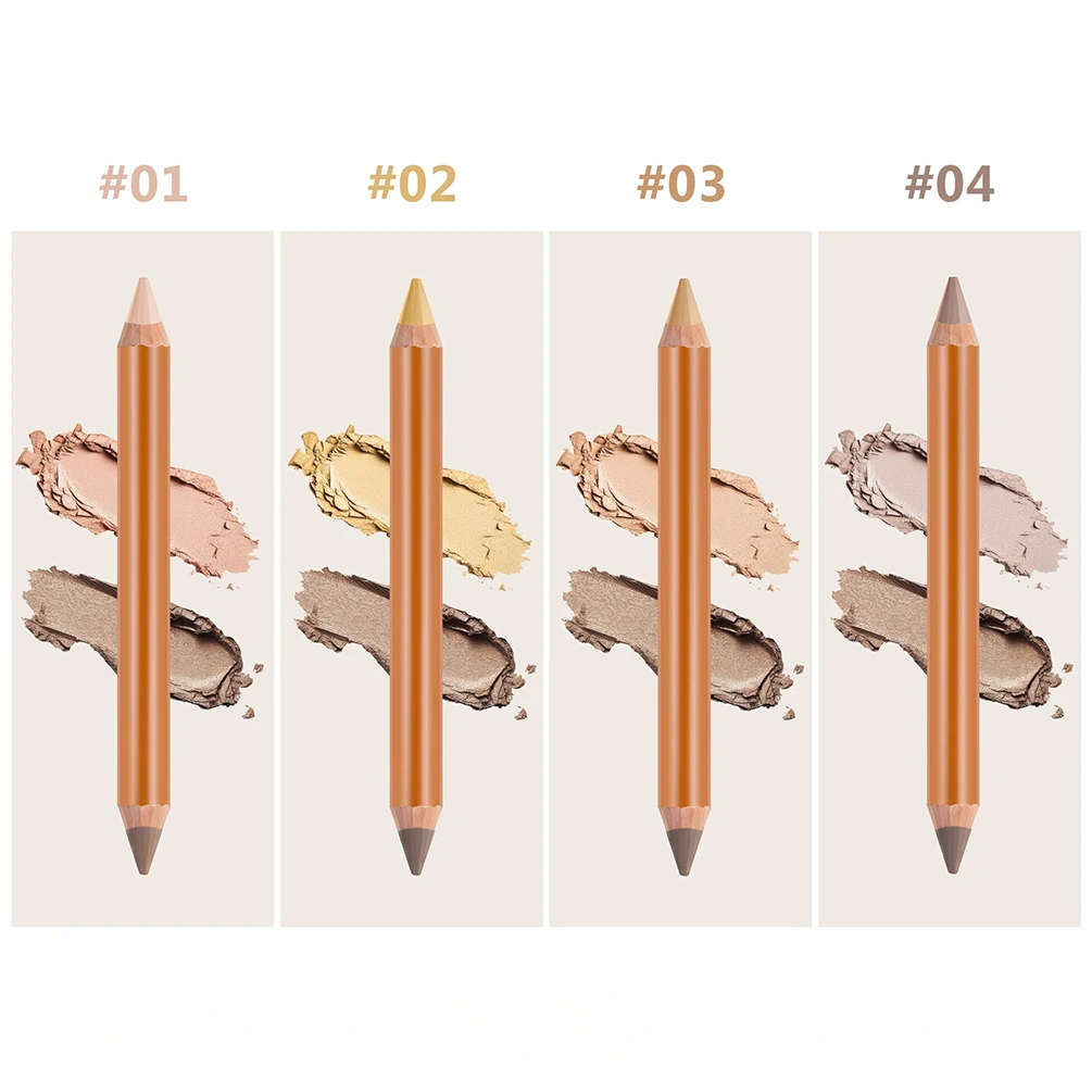 Custom Logo 4colors Double Head Contour Highlight Pen Private Label Bulk Waterproof Easy To Apply Long Lasting Makeup Wholesale