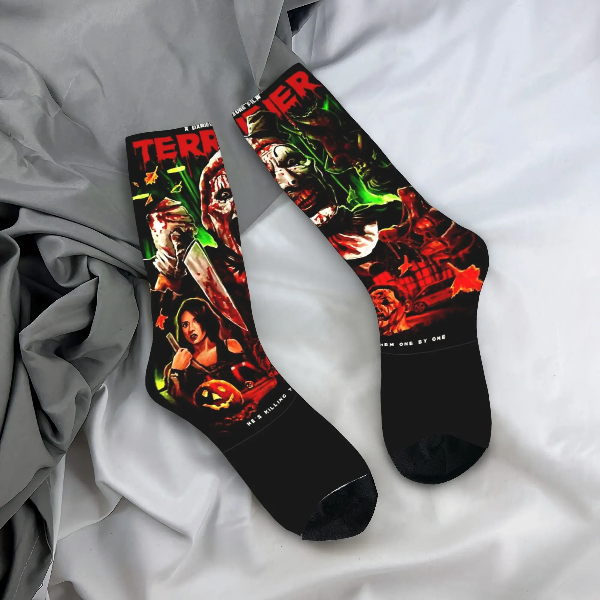 

Ter Lögers Movie Art The Clown Horror Slasher Носки на Хэллоуин Винтажные чулки Осенние противоскользящие носки унисекс Удобные носки