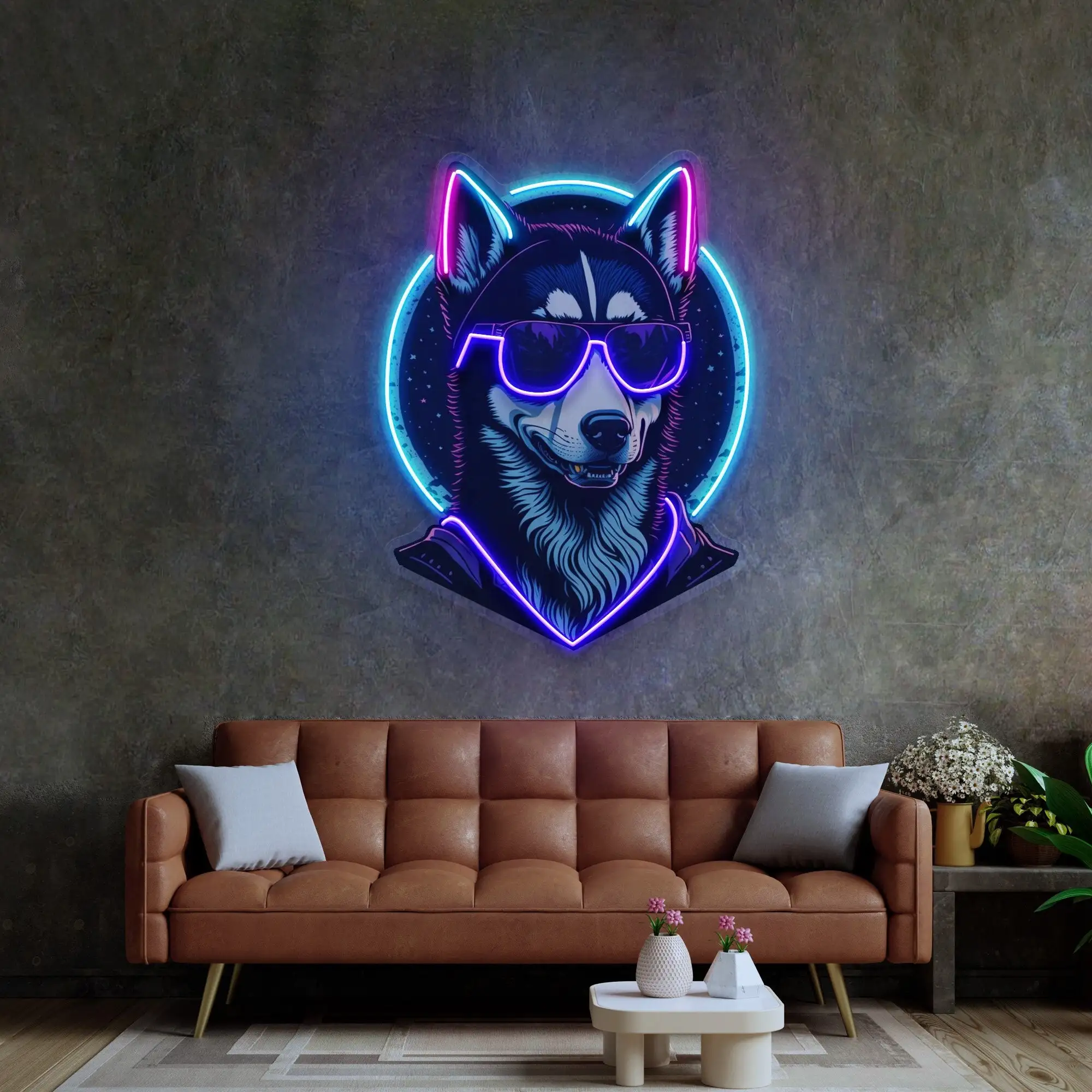 Cool Husky Neon Sign Custom Anime Bedroom Wall Art Decor Aesthetic Custom Neon Home Decor Game Room Pet Shop Sign