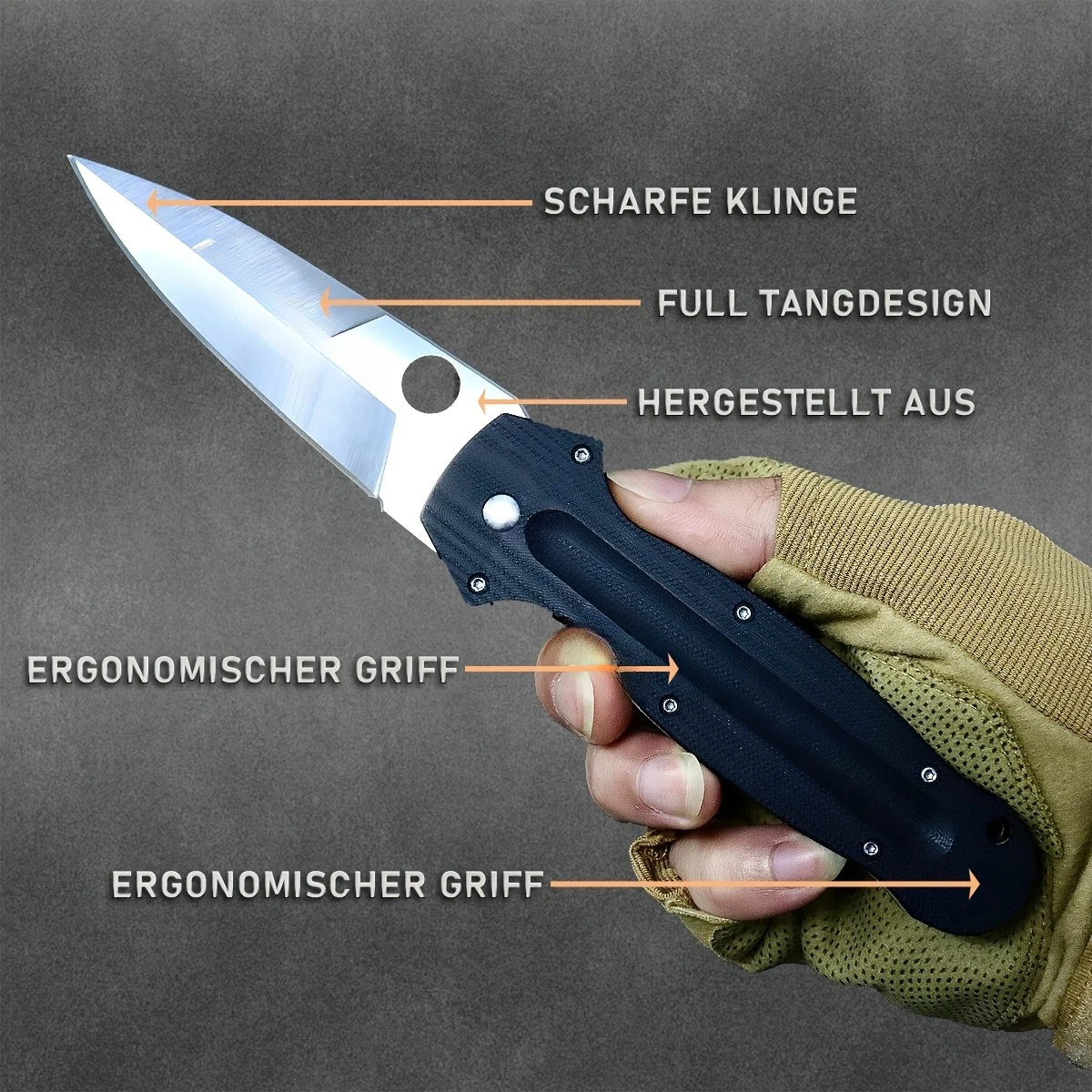 C215 Ultra-Durable Stainless Steel Folding Knife, Spear Point Blade Versatile EDC Utility Knives for Camping, Hiking & Survival