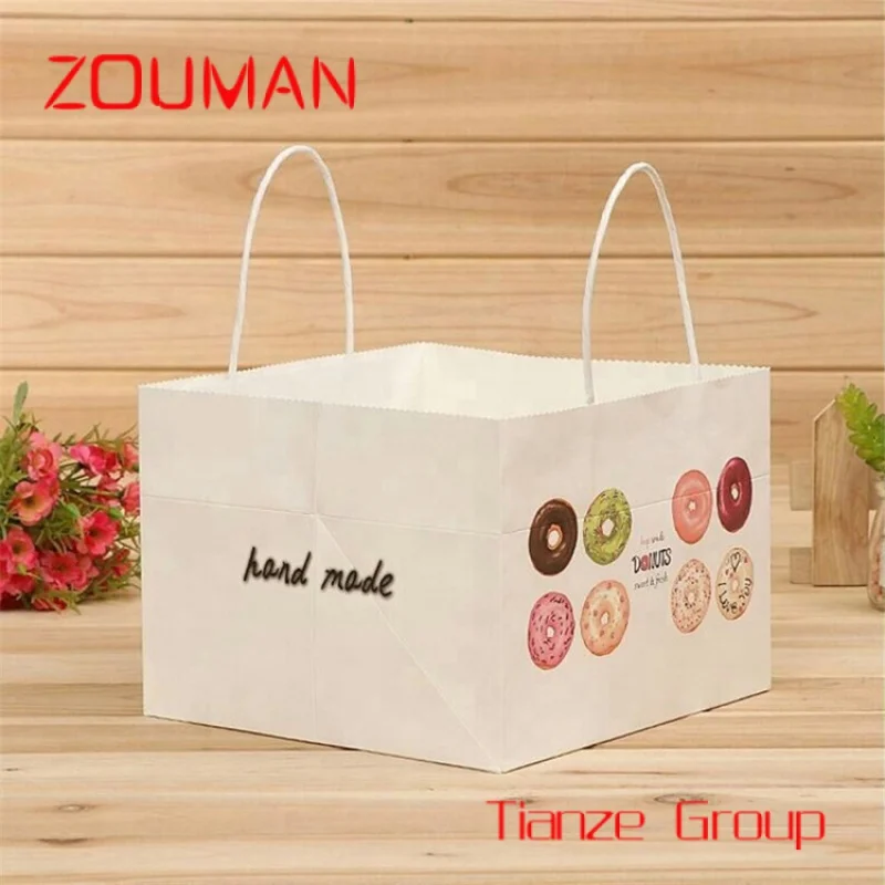 Tas kemasan kertas donat kustom dengan logo Anda