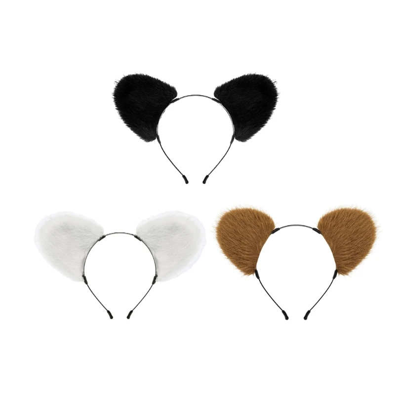 Fashionable Bear Ear Headband Soft Headwear Headpiece Hair Accessory for Women Girls Adds Fun to Any Hairstyle DXAA