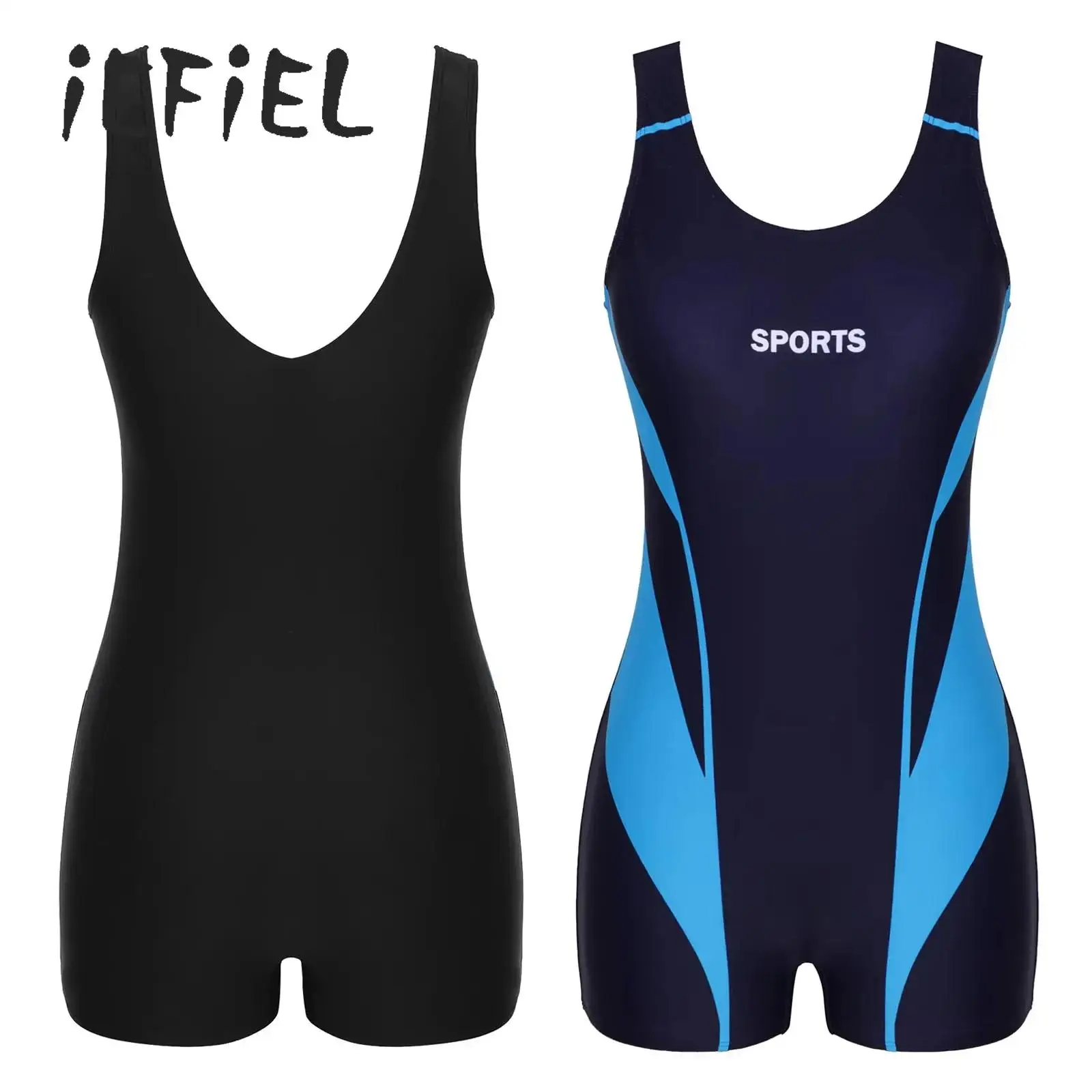 

Womens Swimsuit Sleeveless One-piece Bodysuit Swimwear Ultraback Conservative Cut Athletic Bathing Suit Contrast Surf Wear