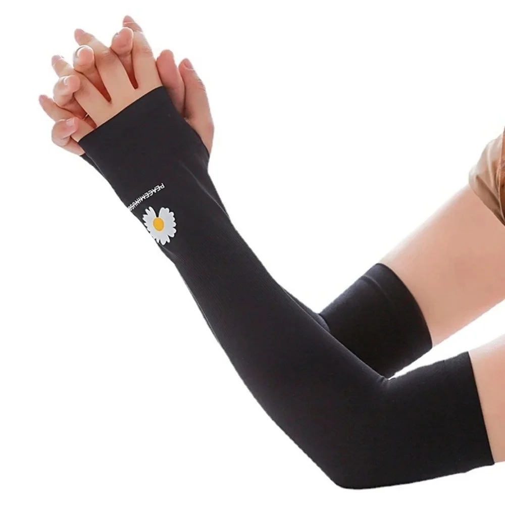 Atmungsaktive Sonnenschutz ärmel Sommer kühlung Blumenmuster Fahr handschuhe elastische Anti-UV-Radfahren Sonnenschutz Arm schützer