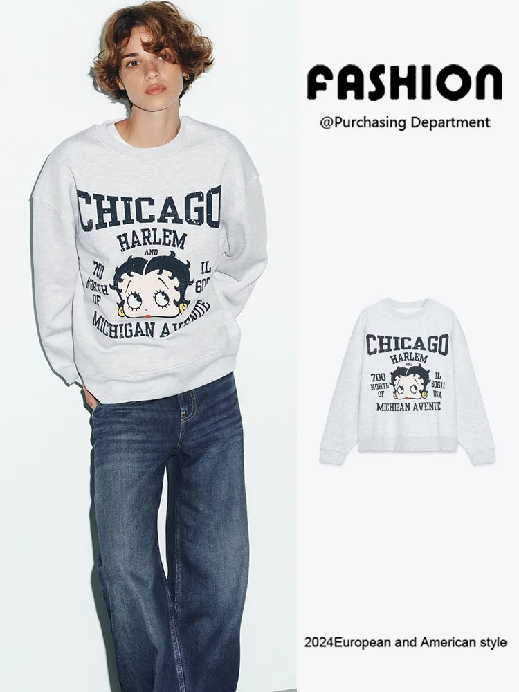 

Удобный круглый свитшот с принтом Ne Long Sve, повседневная универсальная женская мода, Новое поступление, осень 2025 г.