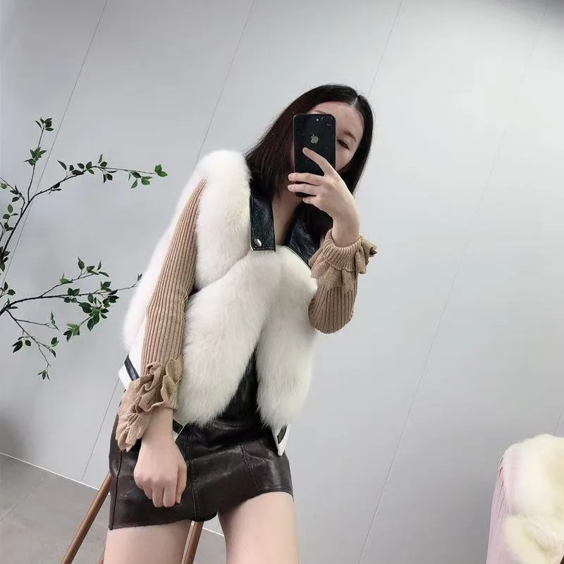 Chaleco de piel sintética a la moda, chaleco para mujer, otoño e invierno, nuevo chaleco corto peludo y suave y versátil, chaqueta, abrigo
