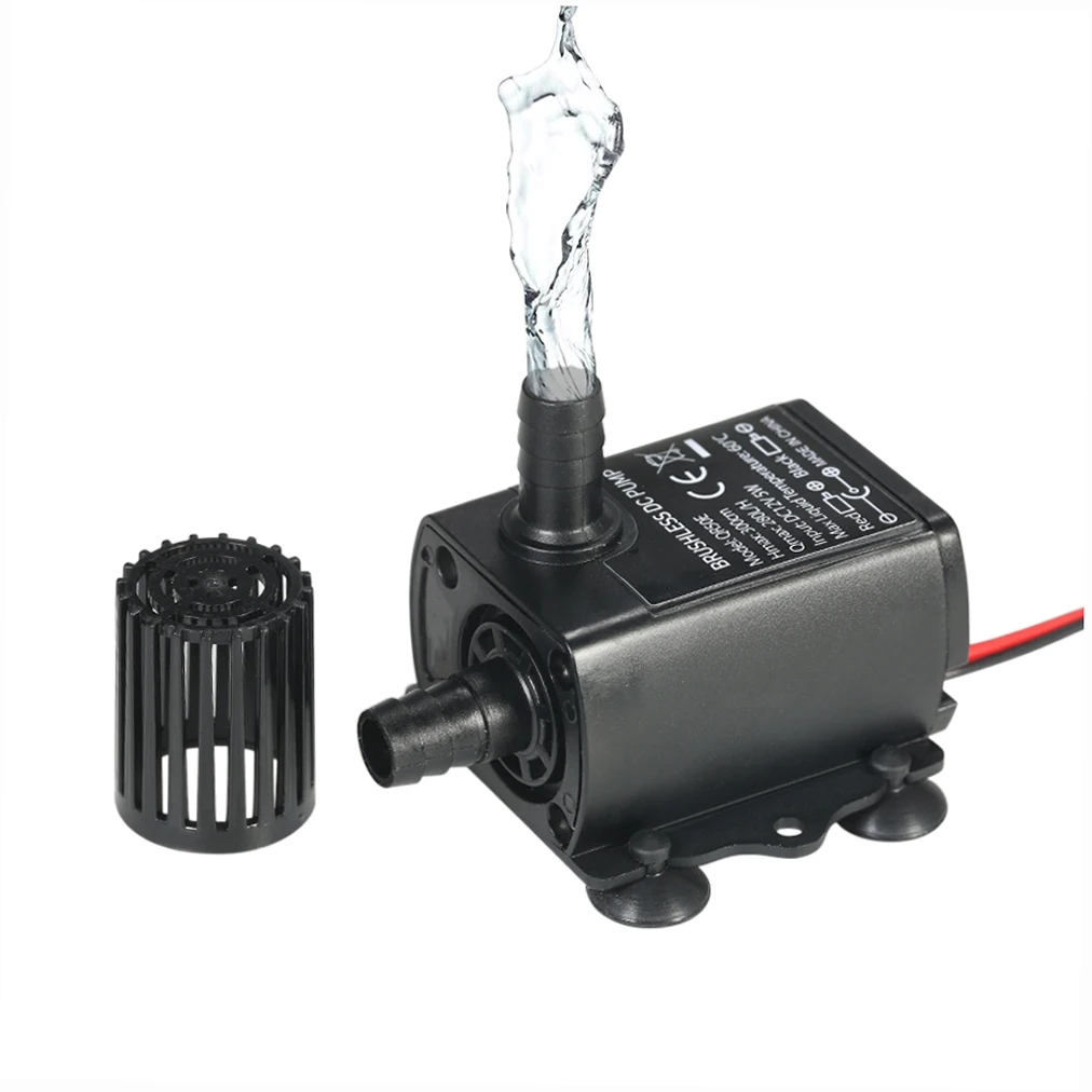 Decdeal DC12V 5W Ultra-quiet Mini Brushless Water Pump Waterproof Submersible Fountain Aquarium Circulating 280L/H Lift 300cm