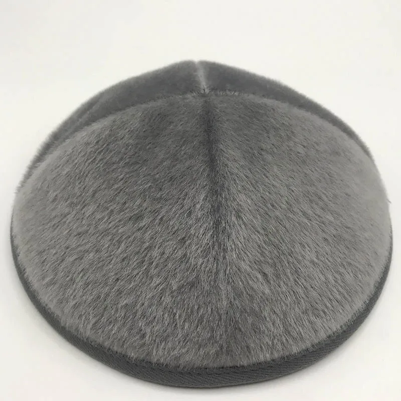 Judaica Kippah Artificial Fur Yarmulke Jewish Yamaka for Men Kippot Kipa Gift for Bar Mitzvah 18cm