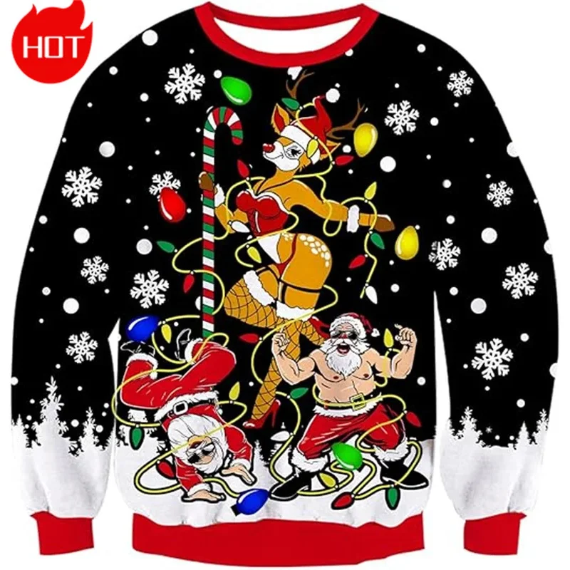 3D Xmas Printed Sweatshirts Mens Ugly Christmas Sweater Funny Fashion New In Sweaters Ugly Sweaters Christmas Jumper Men Clothes