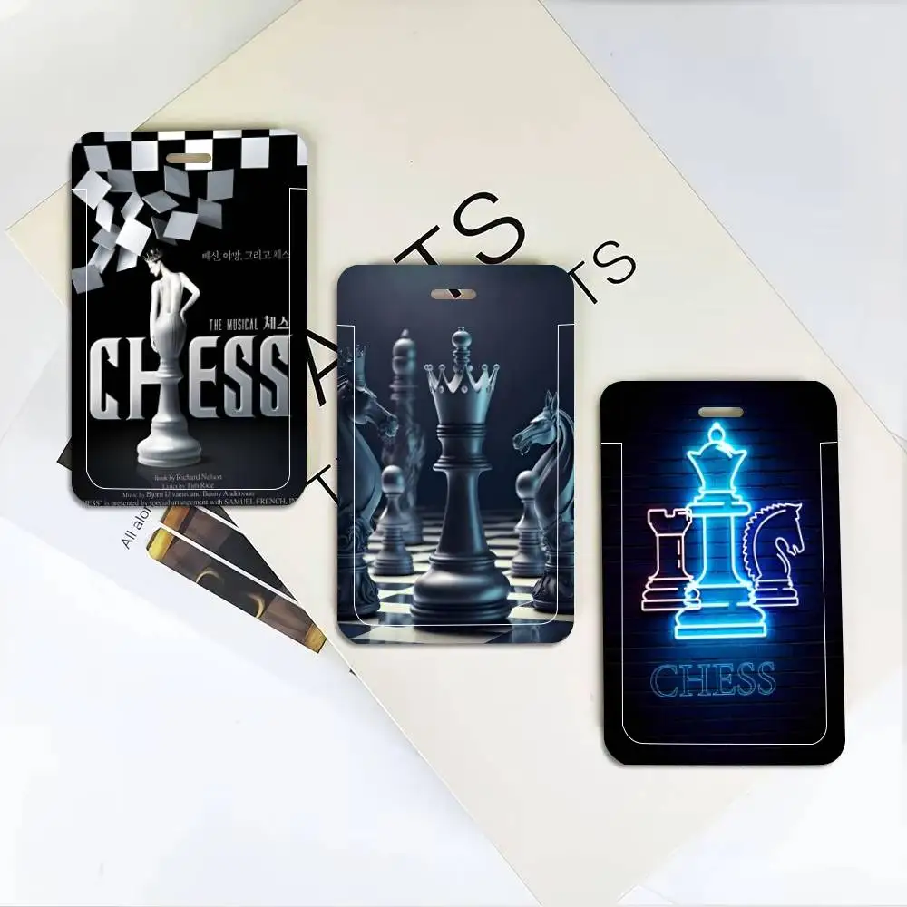 Korean Musical Chess ID Card Holder Neck Strap Pendant Door Badge Holder Lanyards Keychain Work Credential