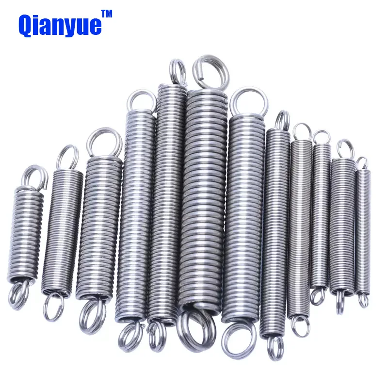 304 Stainless Steel Closed Tension Spring, Double Coil Small Spring, O-ring Hook Extension Spring, Steel Wire Diameter 1.2mm