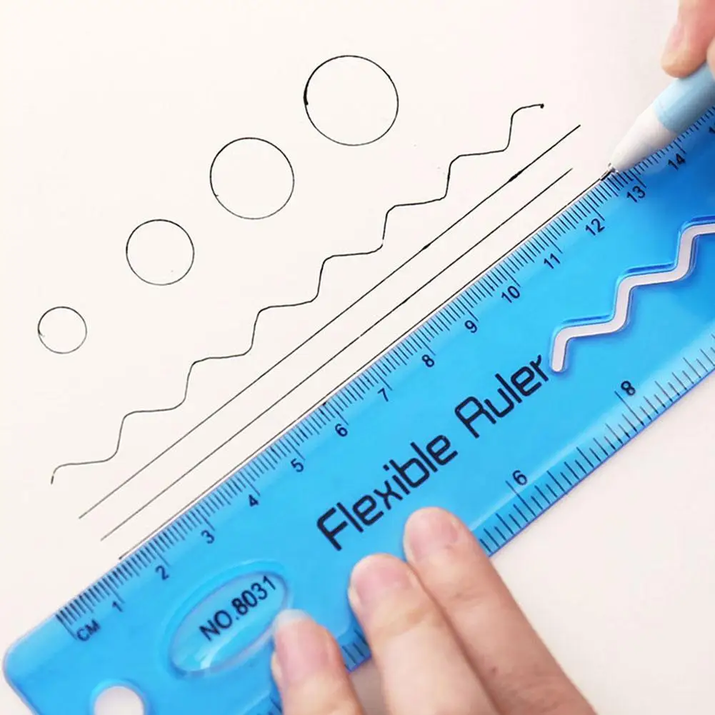 30cm Perspective Flexible Ruler Student Stationery Foldable Degree Scale Clear Multifunctional Learning Supplies