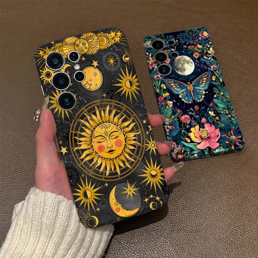 

Sun Butterfly Pattern For For Samsung Galaxy S26 S25 S24 S23 S22 S21 Plus Ultra FE Lite 5G Feilin Wave Oil Shell Phone Case