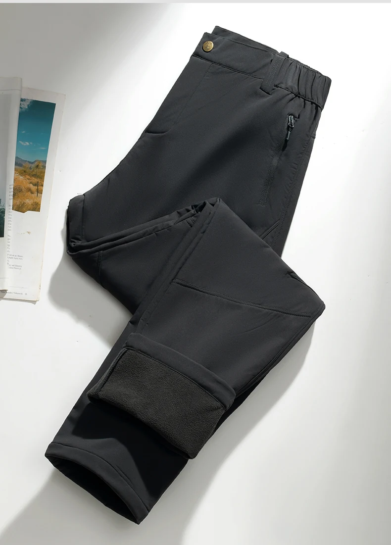 EUMERGX Herren Winter-Fleecehose Wasserdicht Winddicht Thermische Arbeitshose Wandern Trekking Bergsteigen Sport Warme Hose – Detail 25