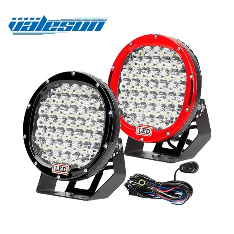 96W 9 Inch Red Flood Spot Round Led Work Light Bar Off Road Lights Fog Driving Roof Bar Bumper for SUV Boat Truck Lamp