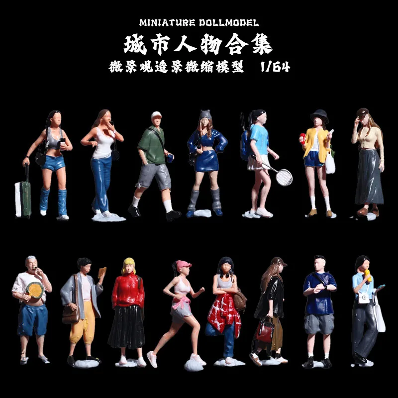 Handsome Man and Beautiful Woman 1:64 Proportion Doll Miniature Model Sand Table Landscaping Decoration Collection Life Scene