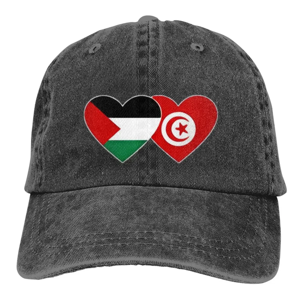 PeIastlna Tunisia Flag Heart Unisex Style Baseball Caps Therapy Peace Freedom Distressed Cotton Hats Cap Vintage Snapback Cap