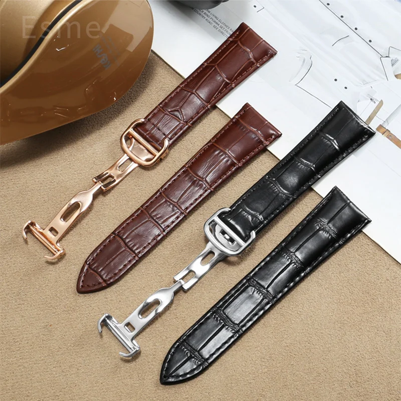 オリジナルスタイルロンドンソロ本革時計チェーンカルティエタンク牛革固体鋼折りたたみバックル時計ストラップ 23 25
