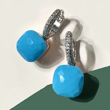 100% 925 Sterling Zilver Snoep Stijl 21 Kleuren Roze Wit Blauw Groen Zwart Geel Crystal Drop Earring Voor Vrouwen Fijne Sieraden