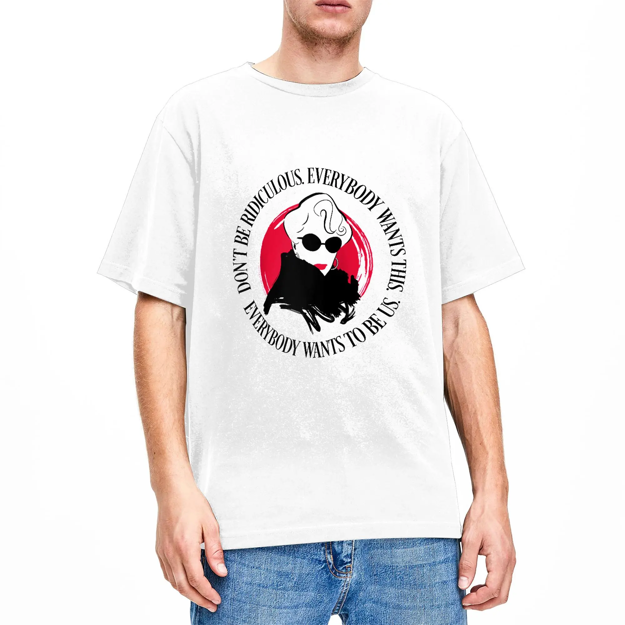 The Devil Wears Pradad Everybody Wants to Be Us T Shirt Summer Pure Cotton T Shirts For Men's Loose Tee Shirt Short-Sleeved Tees
