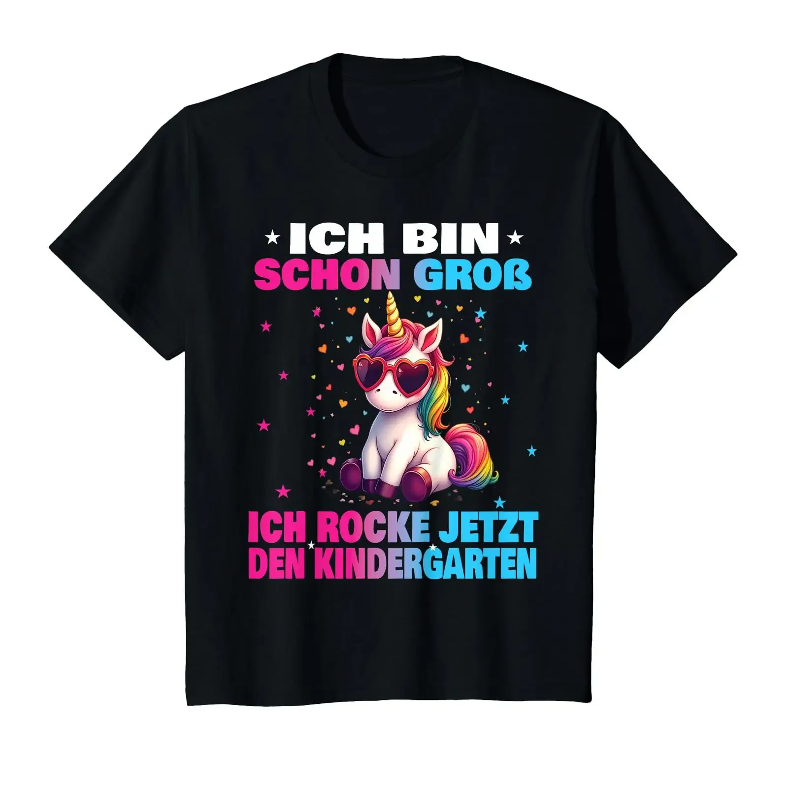 Kindergarten Kita Start Child 2025 Unicorn T Shirt vintage Washed streetwear Casual Stylish Top For Everyday Wear Comfortable
