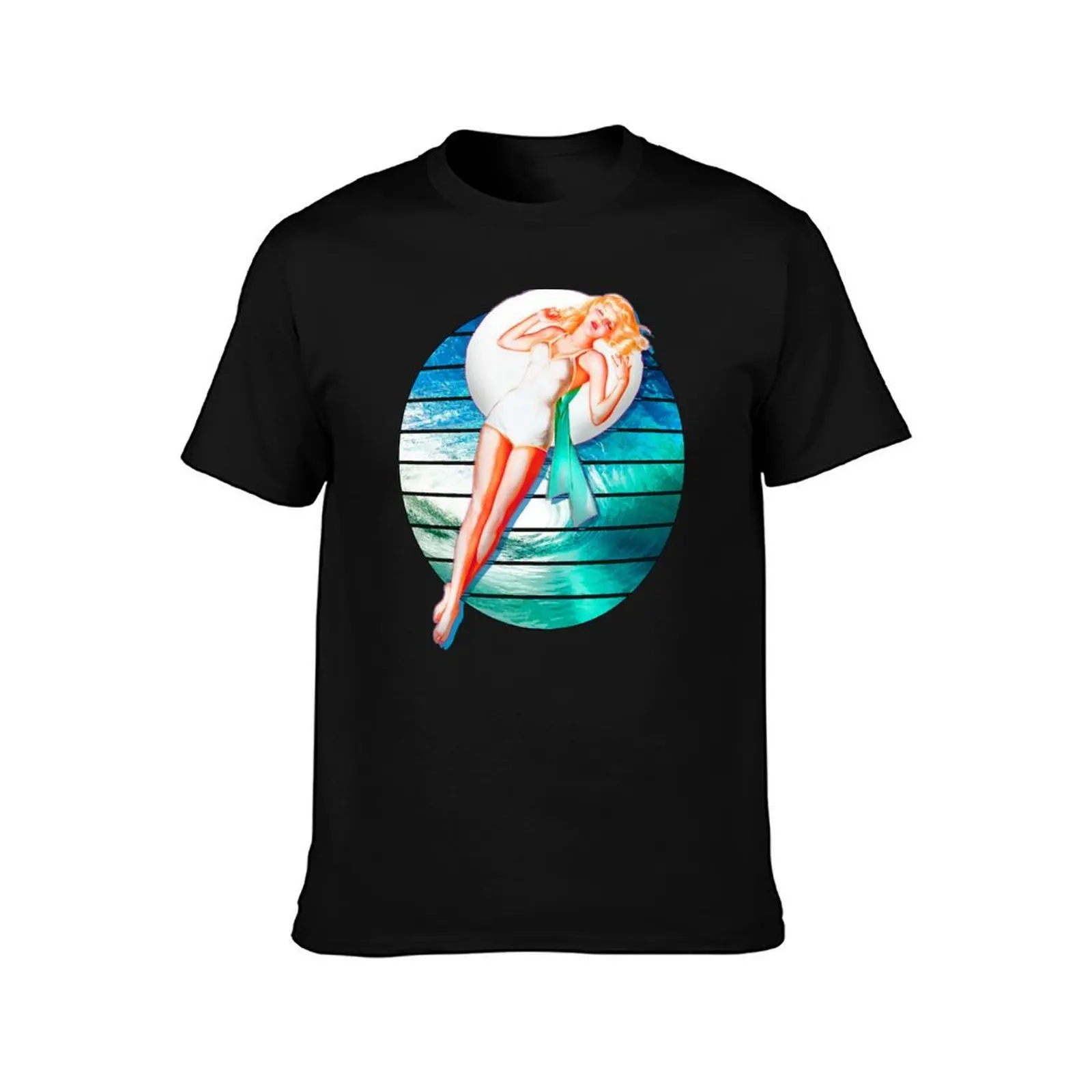 Sexy Blonde Pinup girl Retro Sunset T-Shirt Sun Protective Outdoor Tee Top T-Shirt