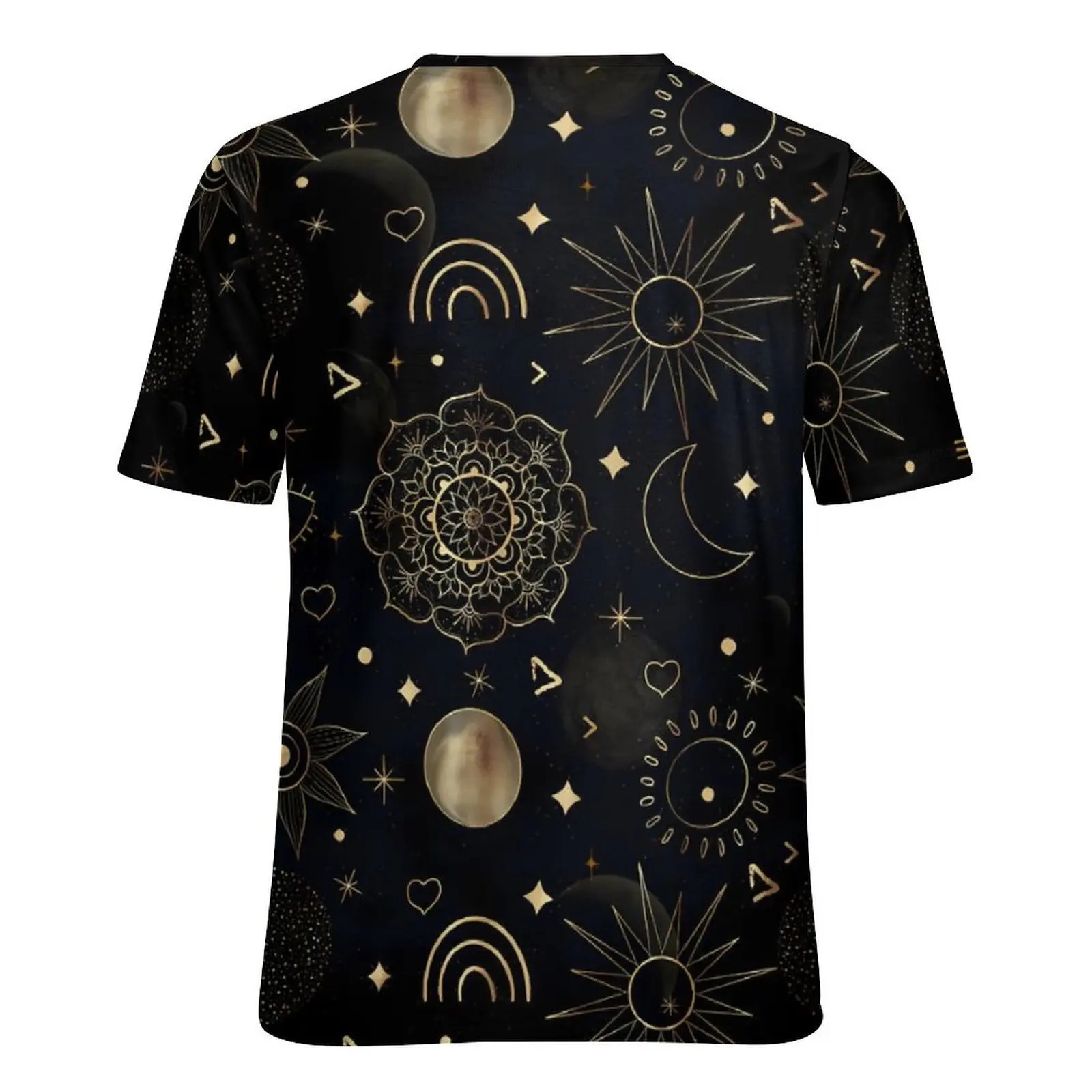 السيدات تي شيرت الشمس القمر س الرقبة تي شيرت قصيرة الأكمام بوهو الذهب الفضاء الحديثة مخصص التي شيرت الشارع قمة الموضة تيز حجم كبير 5XL