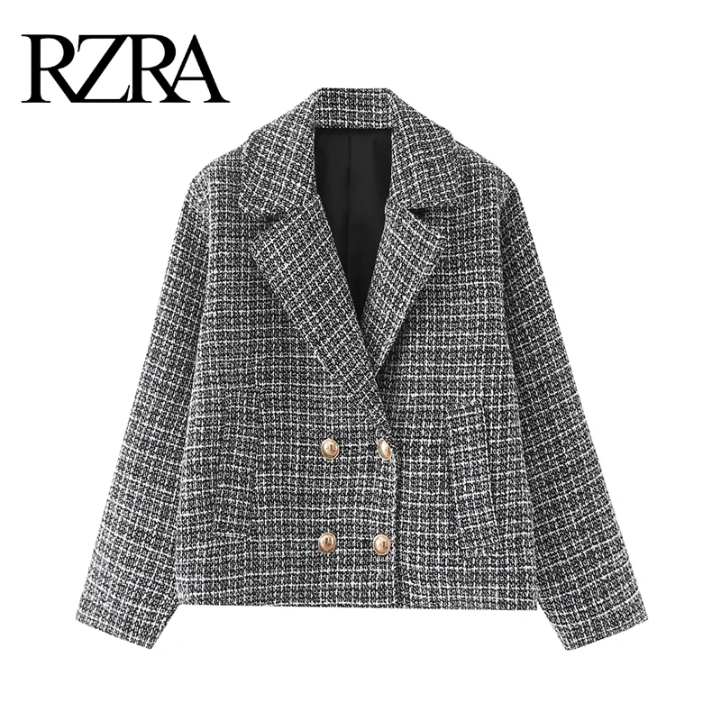 Rzra2024 Herfst En Winter Nieuwe Damesmode-Temperament Veelzijdige Double-Breasted Getextureerde Korte Colbert