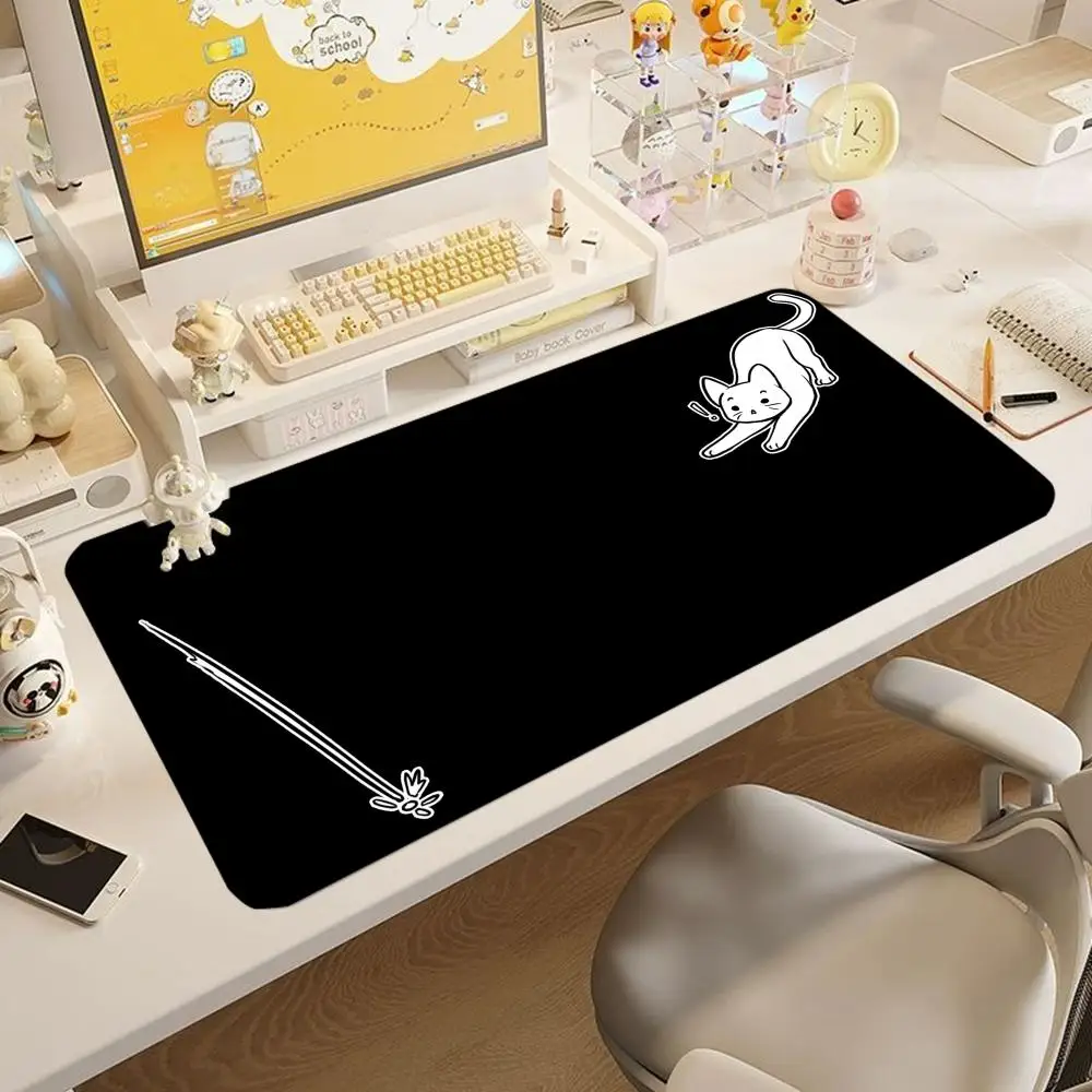 Tappetino per mouse simpatico cartone animato gatto nero Tappetino per tastiera grande Tappetino per mouse da gioco per laptop per ragazze