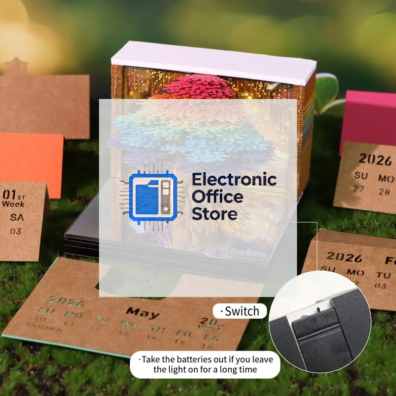 

Calendar 2026 Desk Calendar With LED Light 3D Tear-away Calendar Paper Carving Art Memo Pad Notepad Gift Christmas