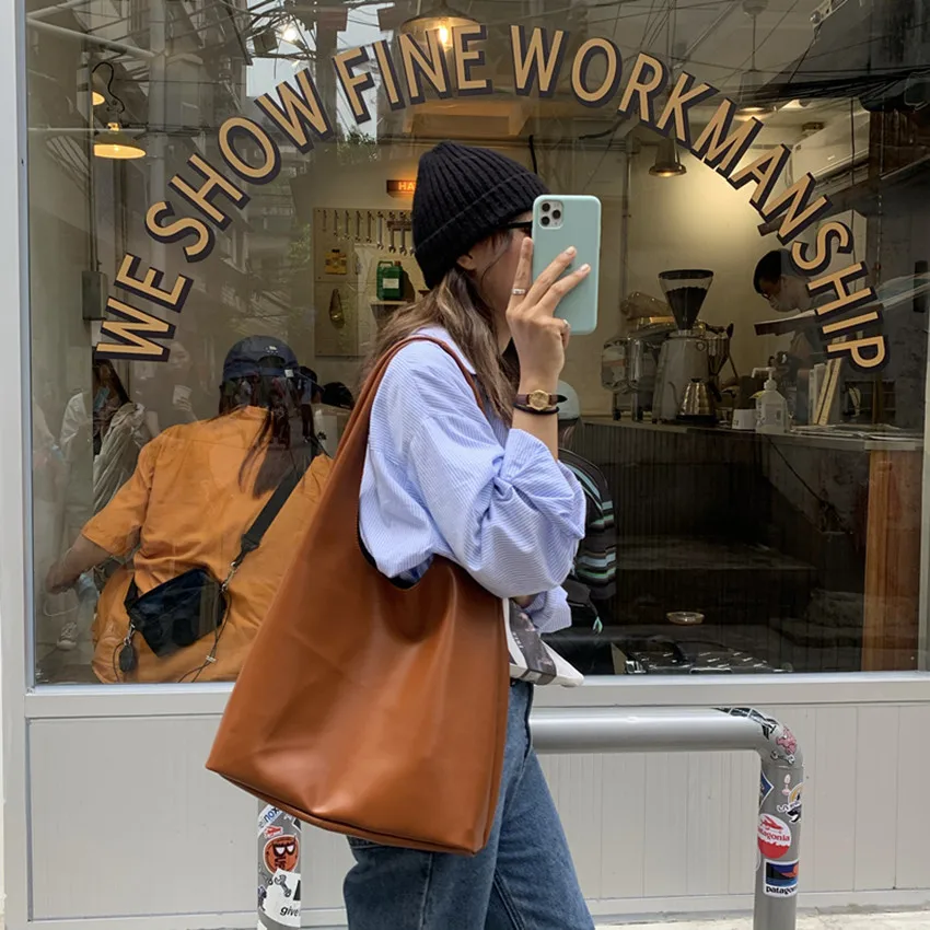 All-in-one Fashion Large Capacity Handbag Female Niche Design Vest Bag Lady PU Single Shoulder Bag Women's Simple Commuting Bags