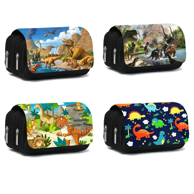 Dinosaur Print Cosmetic Cases Pencil Box Boys Girls T. Rex Pencil Bags Children School Case Stationary Bag Gift