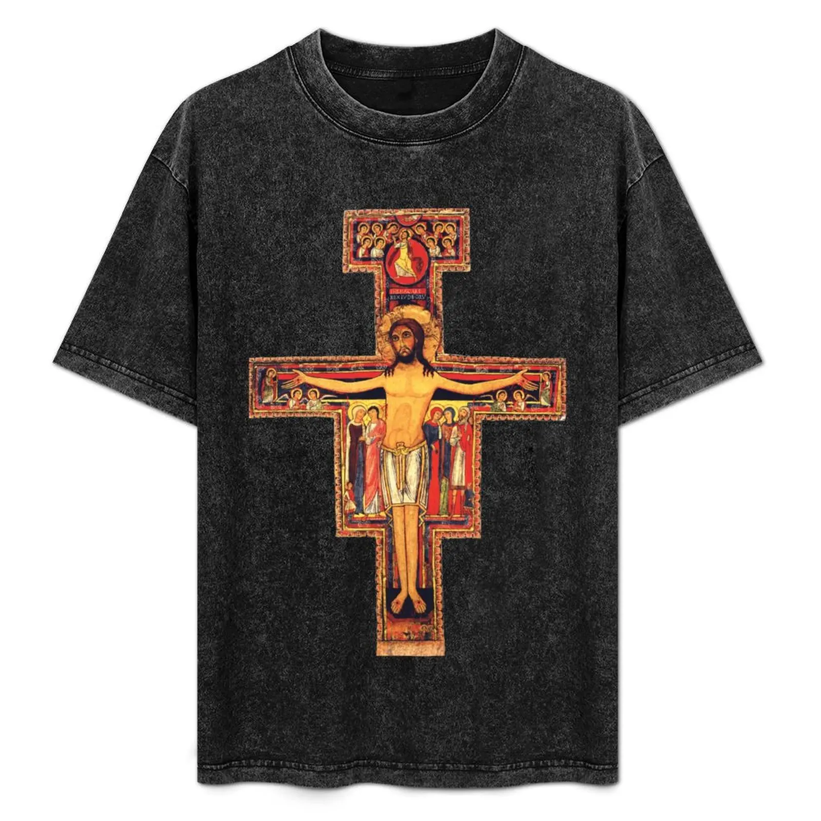San Damiano Cross T-Shirt Large Size Casual Short Sleeve Top