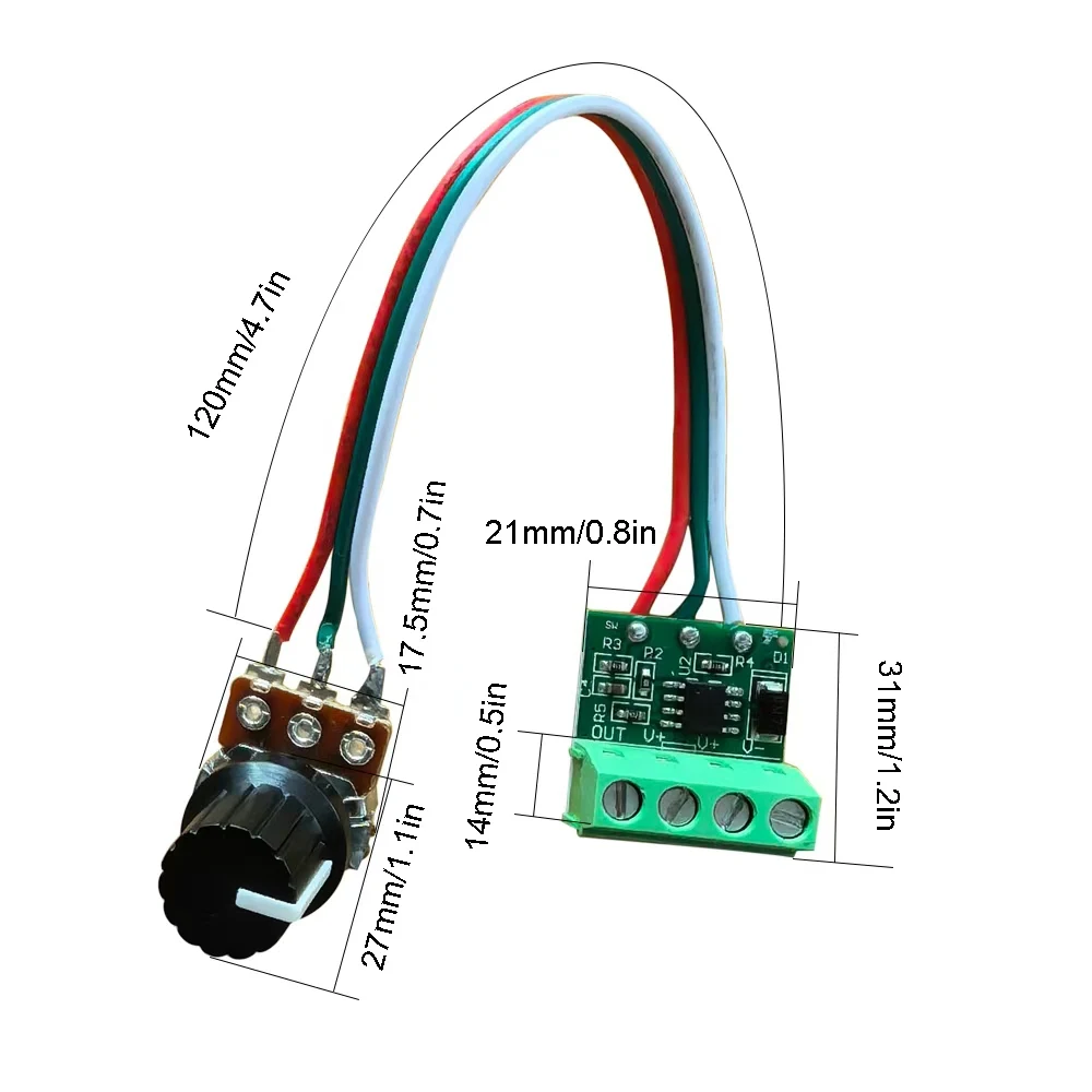 Two‑wire motor dimmer speed controller for LED strip light, brightness adjustment dimmer 5V 12V 24V 4A