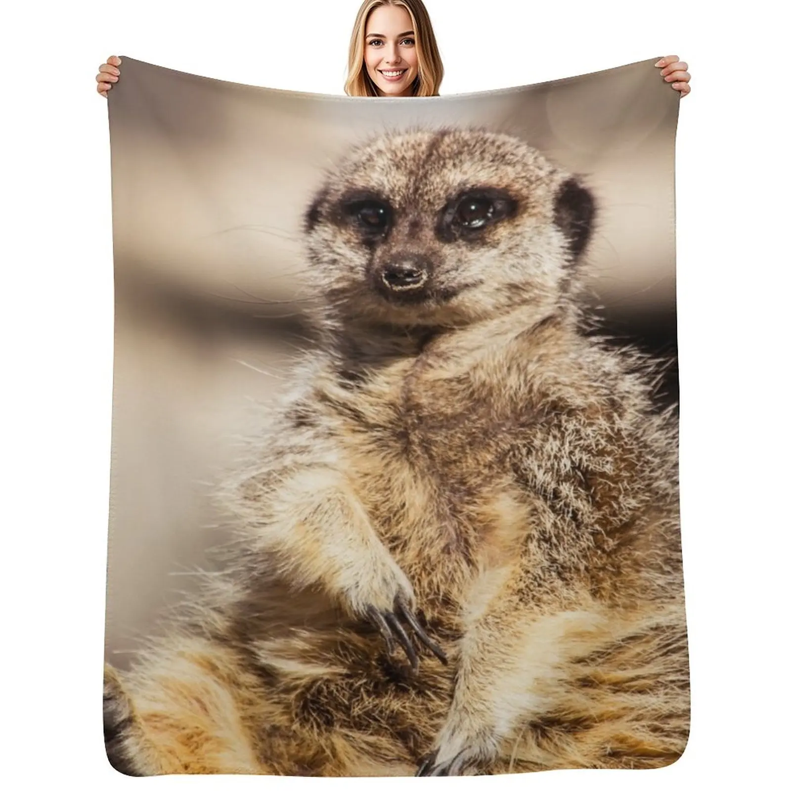 Cute Meerkat Throw Blanket Thermal Decorative Sofas Single sofa bed Giant Sofa Blankets