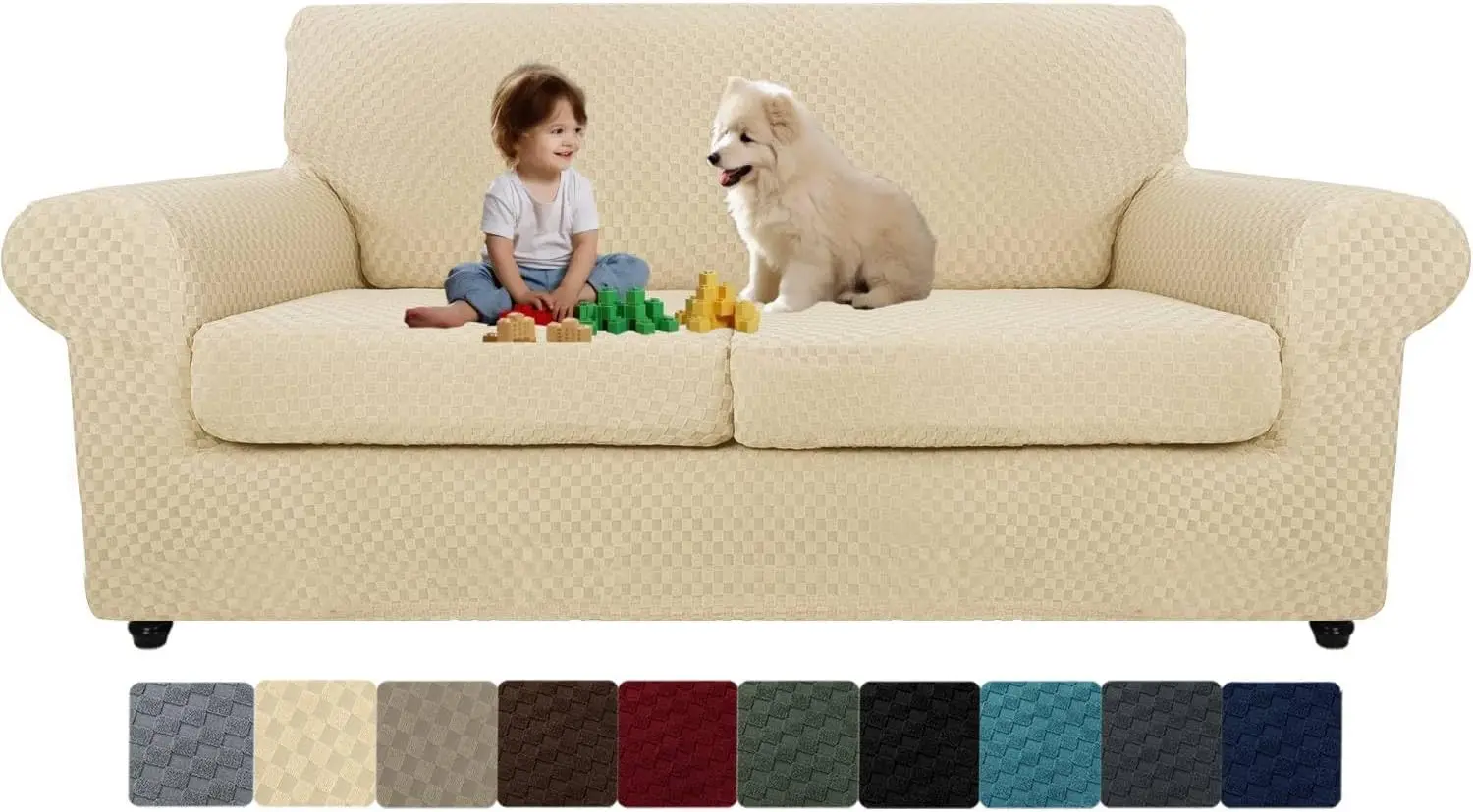 

3 Piece Stretch Couch Covers For 2 Cushion Couch Soft Sofa Cover Washable With 2 Large Seat Pet Friendly Loveseat Slipcover