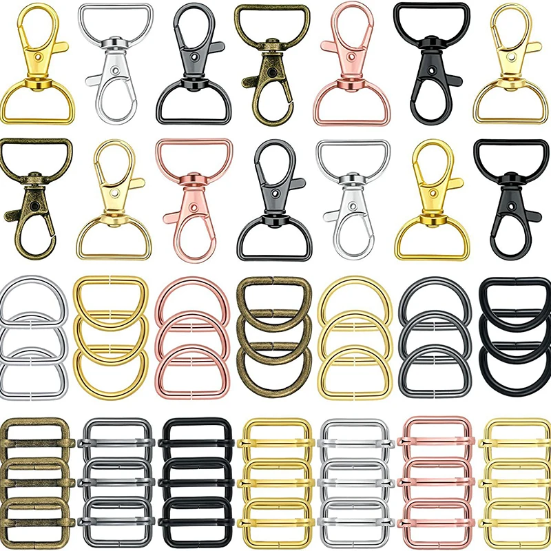 

Multiple Styles Metal Bag Buckle D Ring Swivel Lobster Clasp Pin Roller Slider Snap Hook For Keychain Pet Collar Bags Hardware