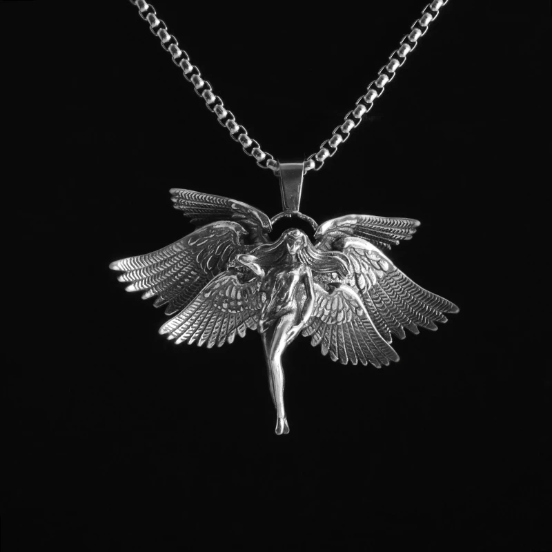 Vintage Silver Color Six Wings Goddess Pendant for Men Women\'s Anime Angel Pendant Cosplay Accessories Souvenir