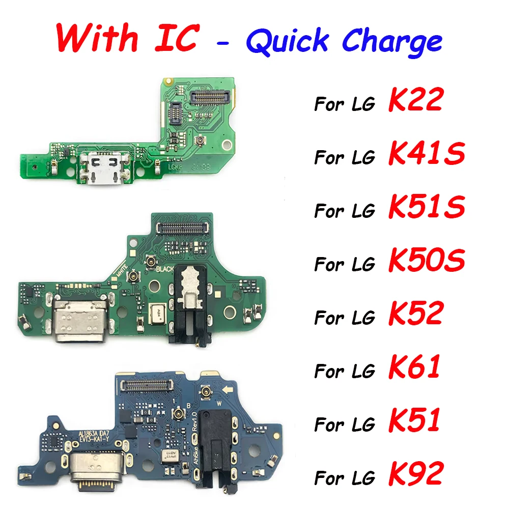 

10Pcs，USB Sub Mic Board Dock Charger Connector Charging Port Flex Cable For LG K8 Plus K22 K41S K42 K50S K51S K52 K61 K51