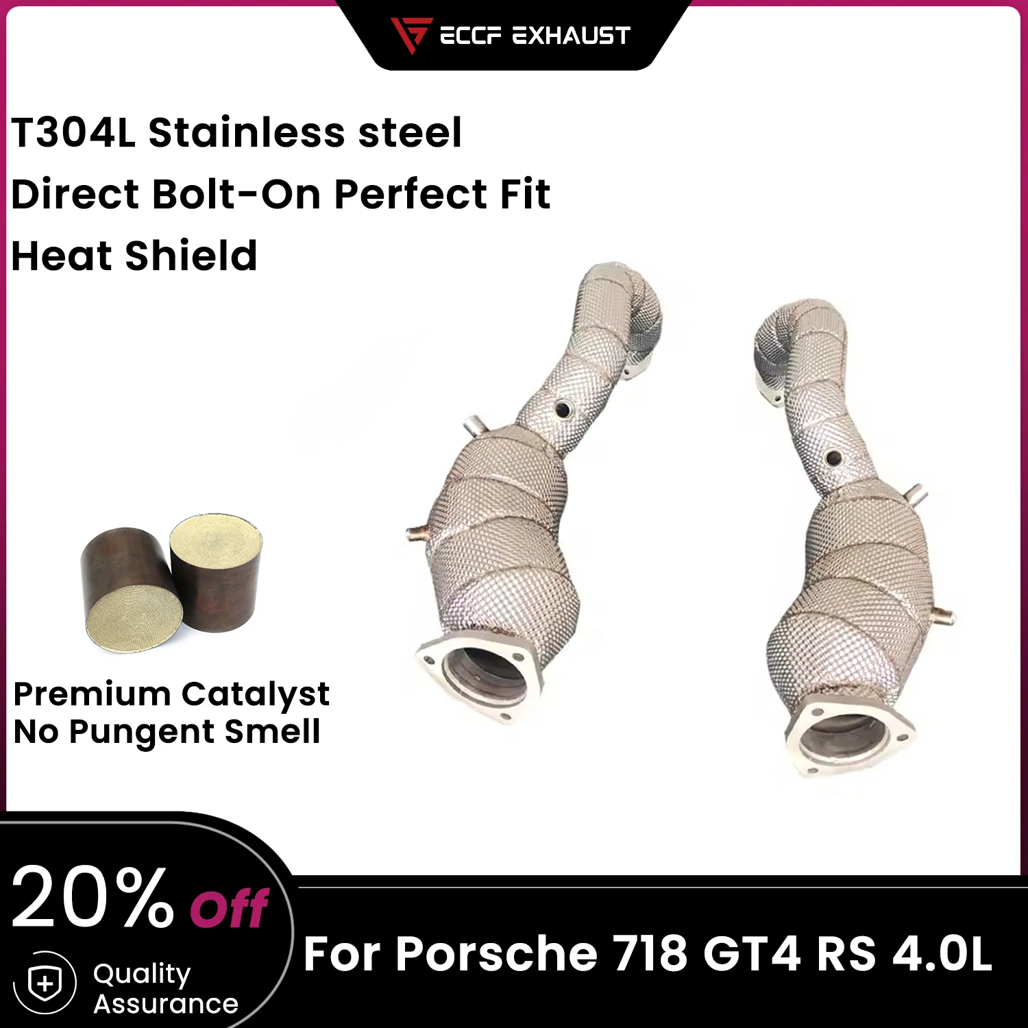 

Sporty High Flow Performance Downpipe SUS304 for Porsche 718 GT4 RS 4.0L Aggressive Exhaust Sound Easy Installation