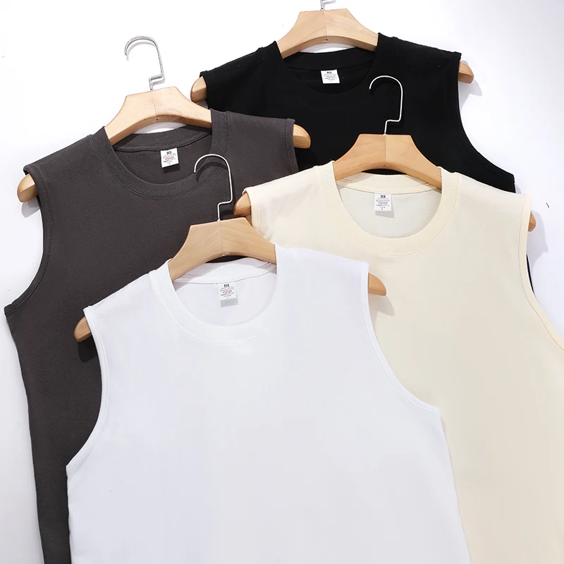 100% القطن الصيف الاتجاه الجديد الرجال تانك القمم البلوز الجولة الرقبة شبكة أسفل قميص الرياضة اللياقة البدنية سترة دون أكمام سريعة Dr