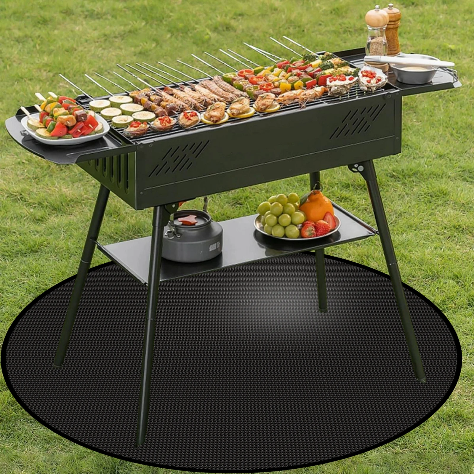 

36 inch Fire Pit Mat Round 3 Layer Under Grill Mat Fireproof Fire Pit Pad Heat Resistant Grill Mat Pad Oil Resistant BBQ Pad Mat